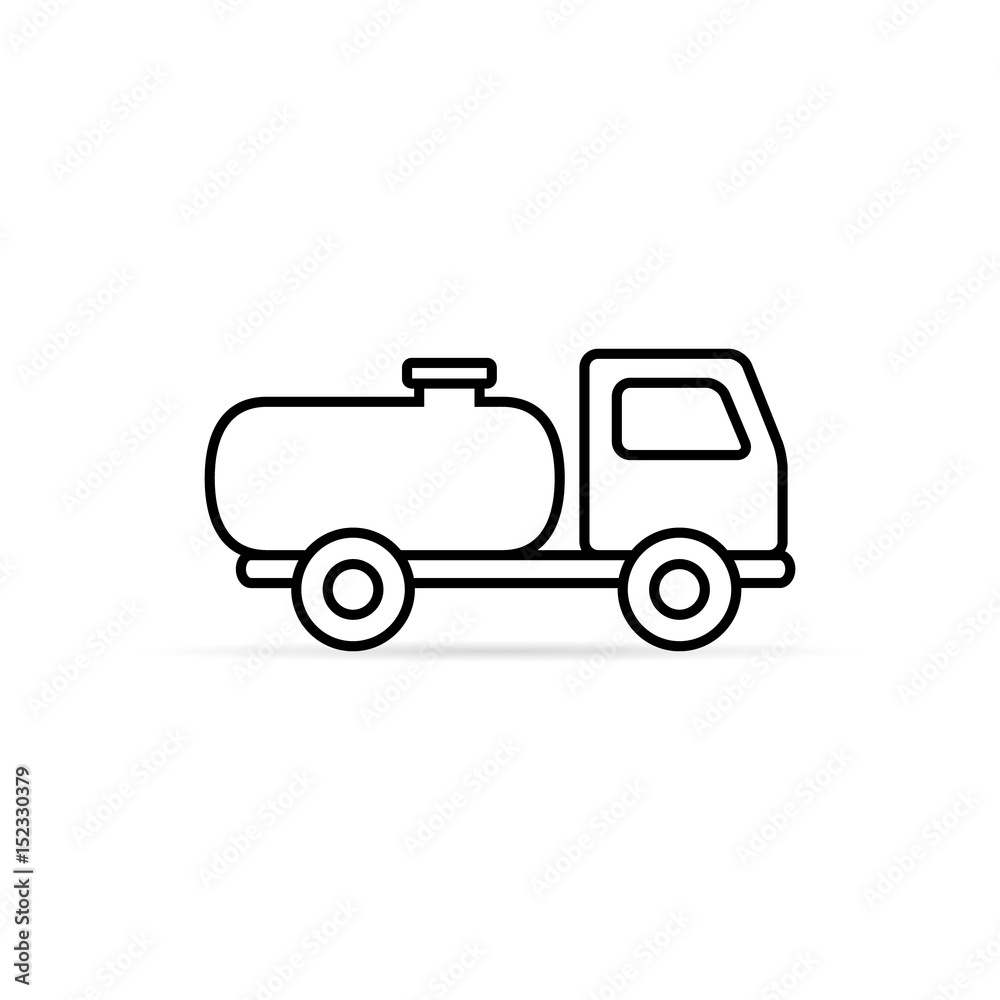 Fuel tanker truck outline icon. Simple silhouette, vector.