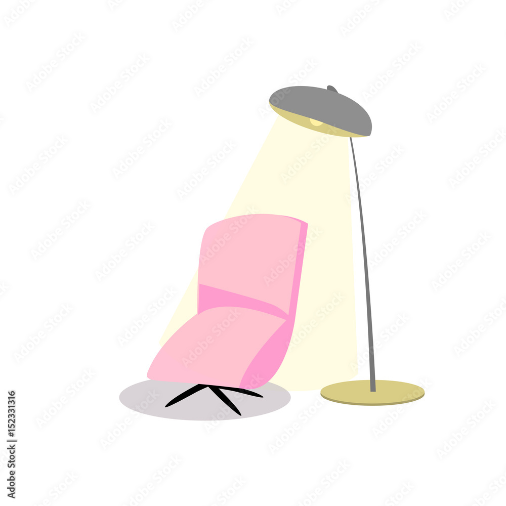 Fototapeta premium Armchair Floor Lamp on a White Background