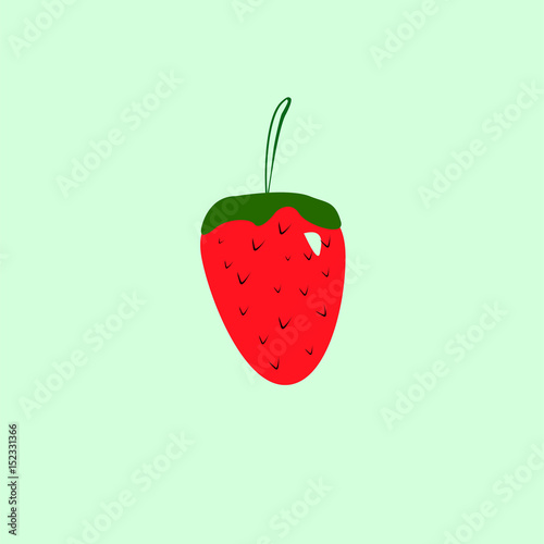 Red Strawberry Isolated on a Green Background