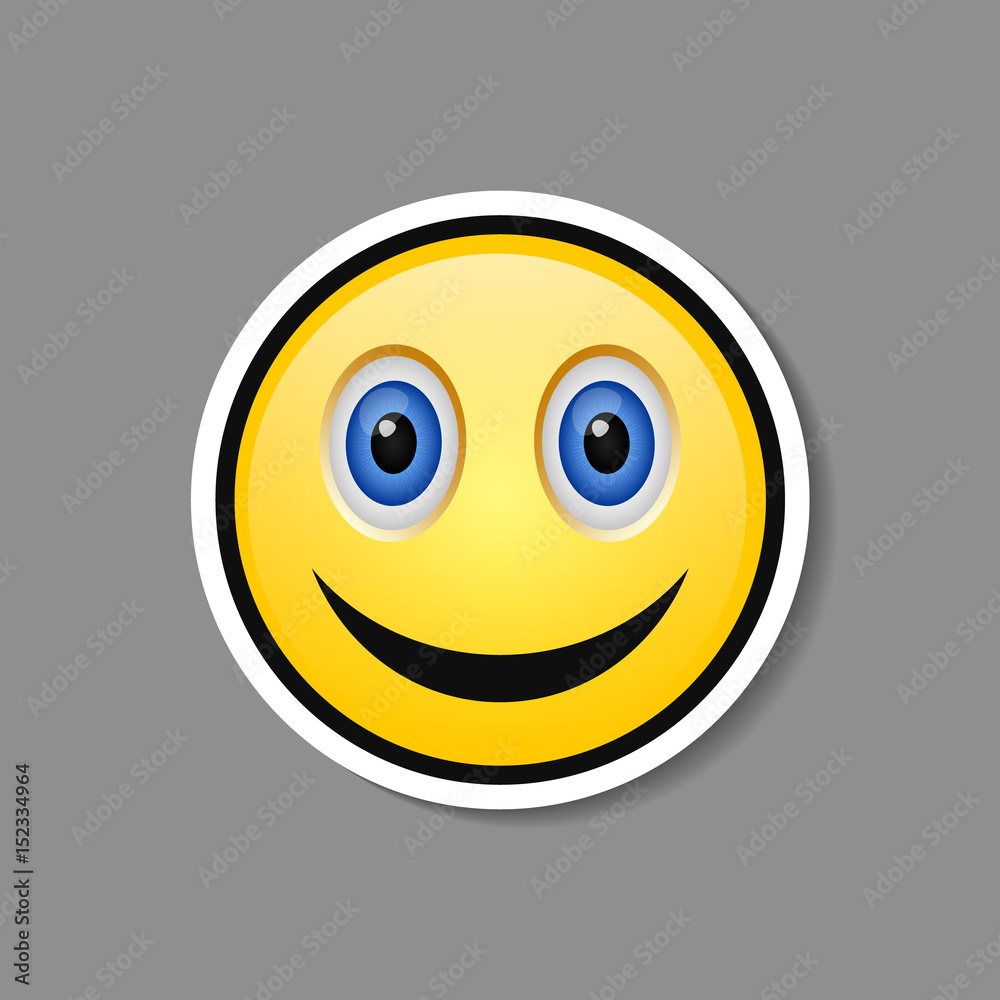 Smiley paper sticker. Vector happy face emoticon label. Smiley paper sticker. Vector happy face emoticon label.