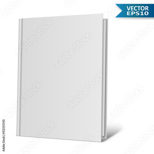 Blank hardcover book isolated on white background.