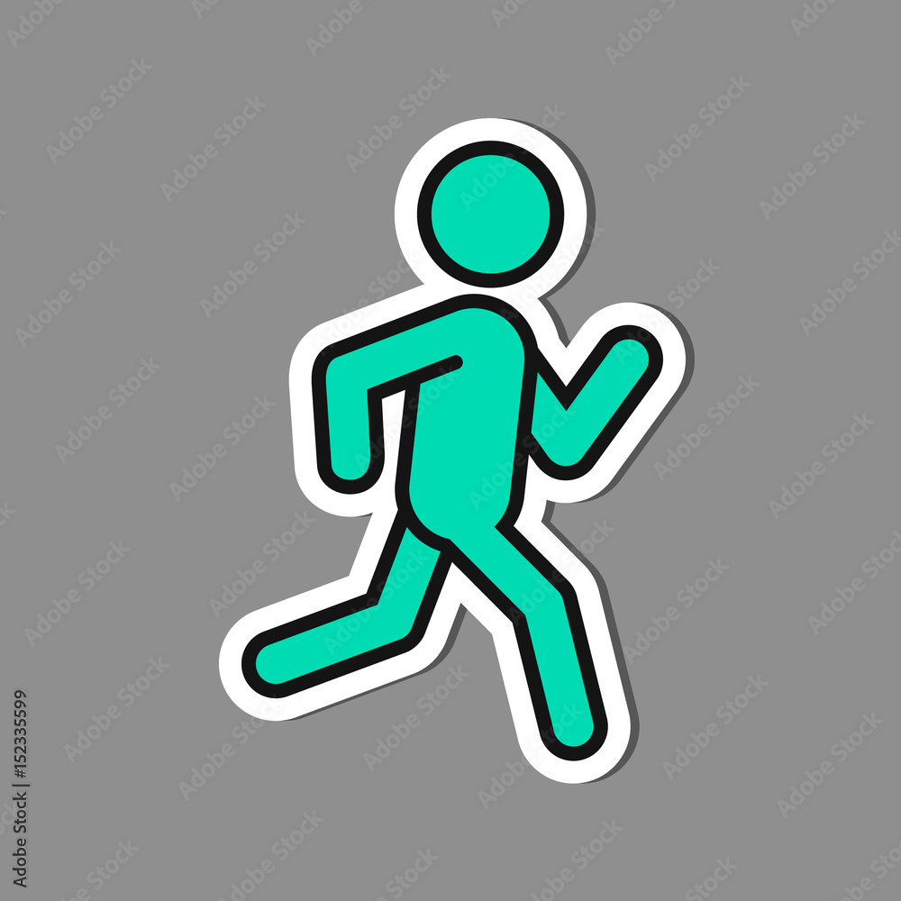 Running man paper sticker, vector label, run symbol. Running man paper sticker, vector label, run symbol.