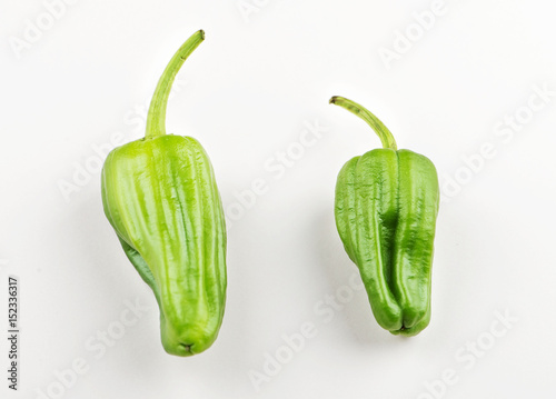 Green peppers on white background. Isolated. Vegetables.