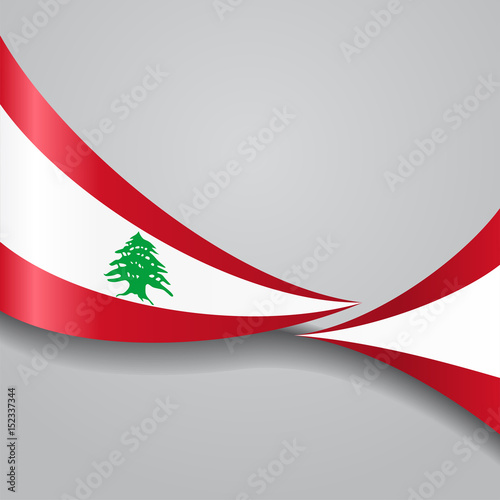 Lebanese wavy flag. Vector illustration.