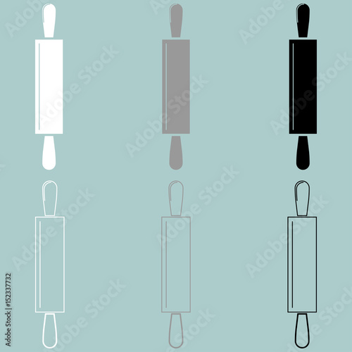Rolling pin white grey black icon.