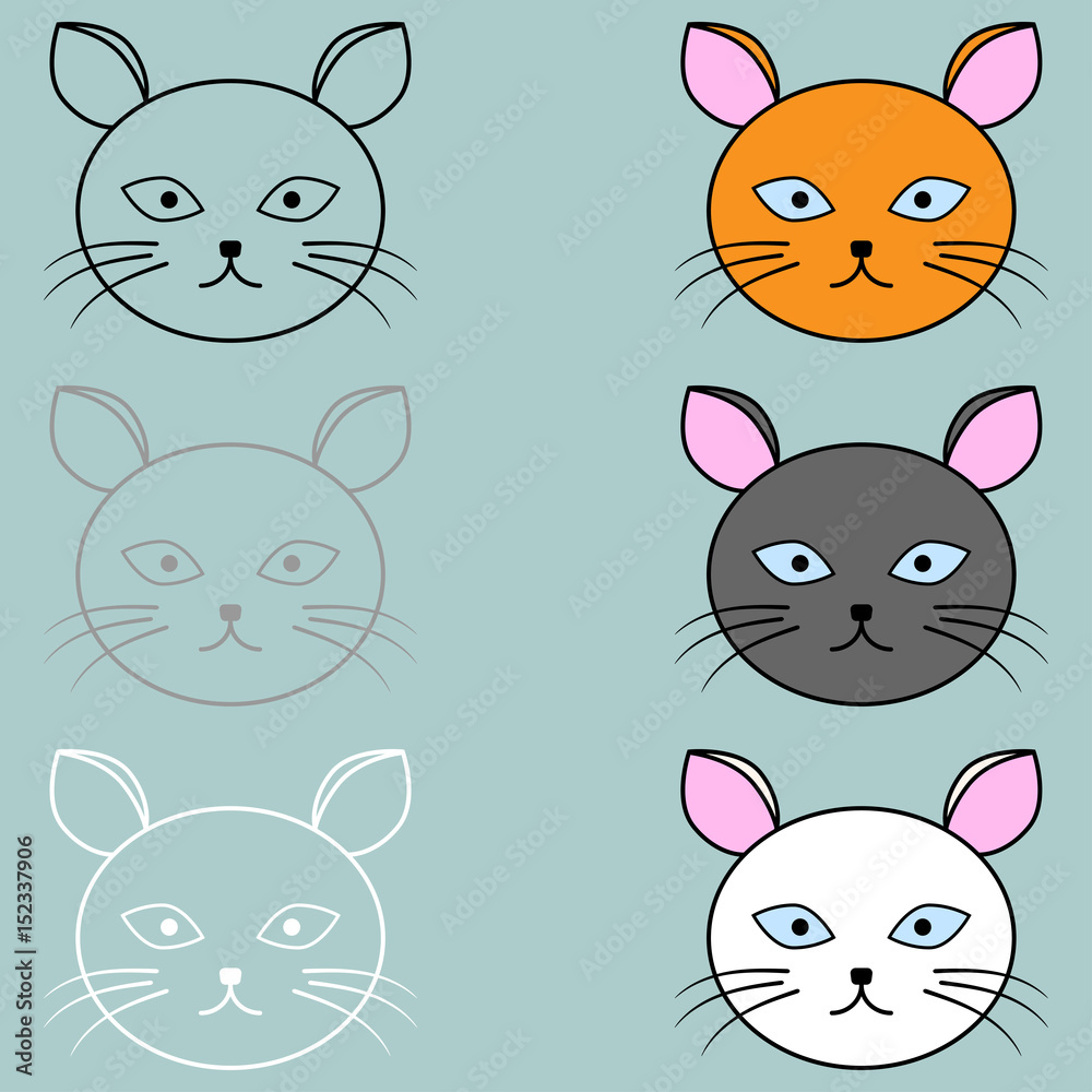 The cat face different colour. The cat face different colour.