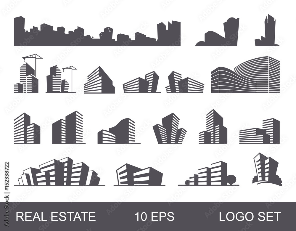 Obraz premium Real Estate Logo Set. Abstract creative building. Concept of the company brand