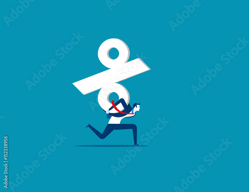 Businessman carrying  percentage sign. Concept business vector illustration.