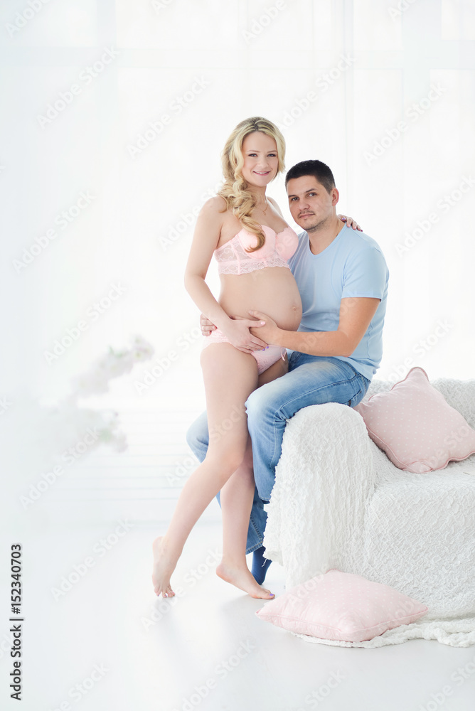 pregnant woman and her husband. Waiting for baby pregnant woman and her husband. Waiting for baby