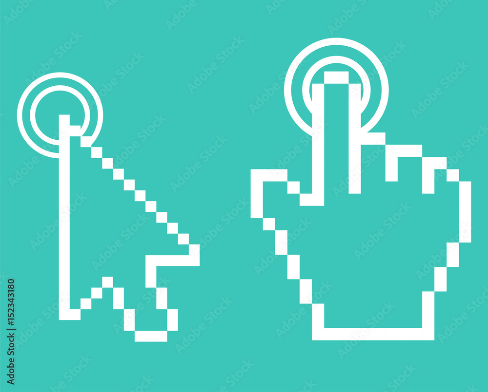 Pixel cursors icons mouse hand arrow