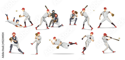Baseball players set.