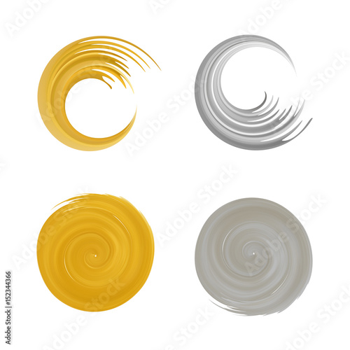 Golden and silver swirl logo set .