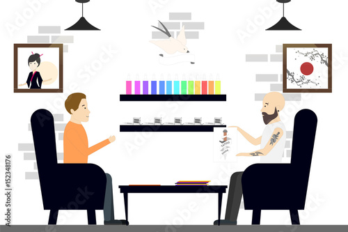 Tattoo studio interior.