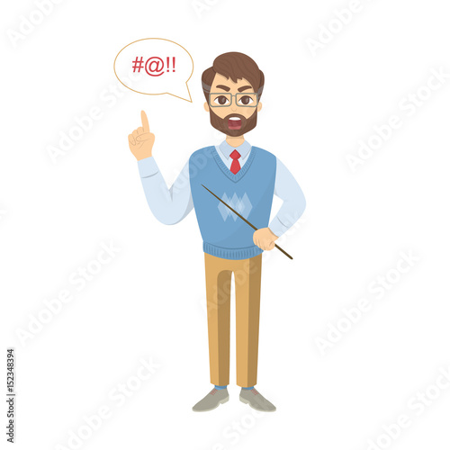 Isolated angry teacher.