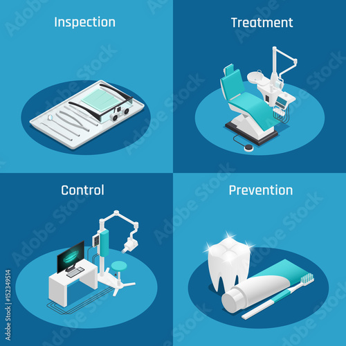 Stomatology Dentistry Isometric Icon Set