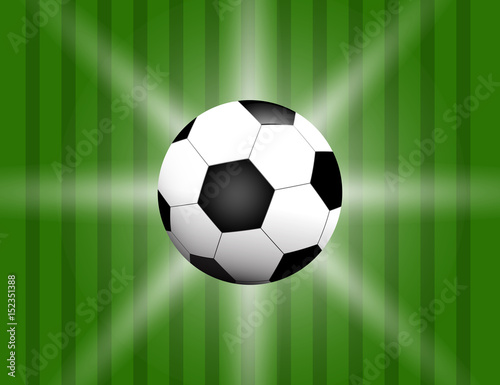 Football   soccer Ball Isolated on Green Background with Space for Your Text.