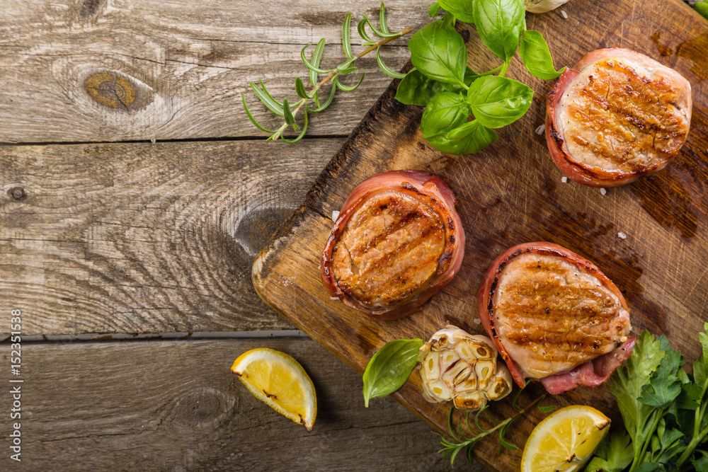 Fototapeta premium Roasted filet mignon with herbs and spices