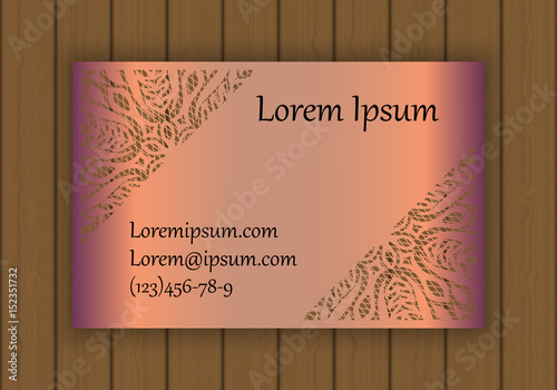 Business or visiting card template with a cut out pattern. May be used for laser cutting from paper, metal, wood.