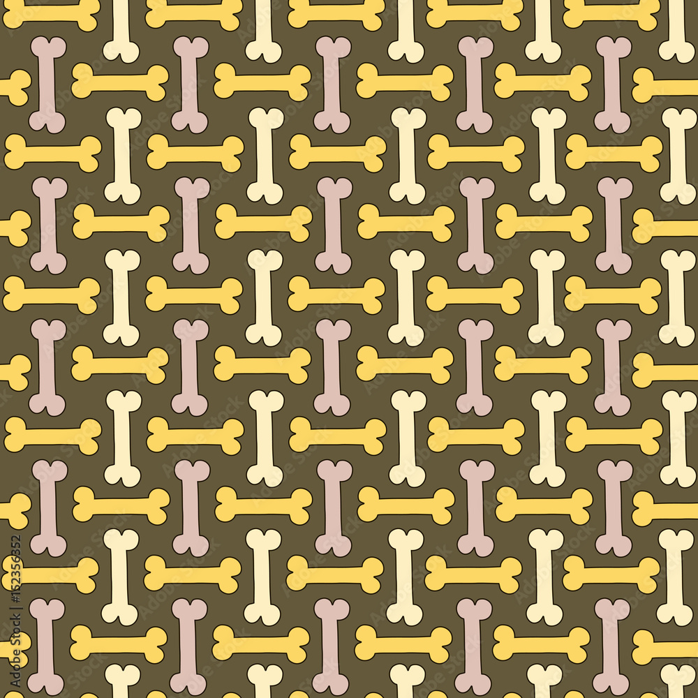 Background with lemon, yellow, pink bones. Vector seamless pattern. Can be used for wrapping paper for shop zoo, web or design of banners. Veterinary backdrop. EPS10.