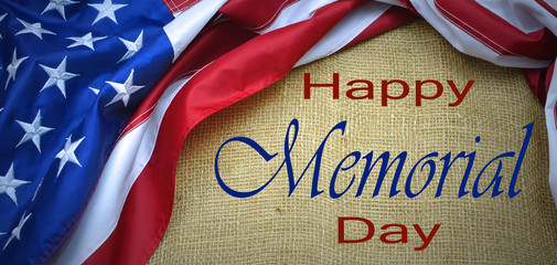 United States flag creating a border for Memorial Day in May. Useful for other national holidays.