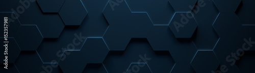 Dark Blue Hexagonal Tile Background (3d Illustration)