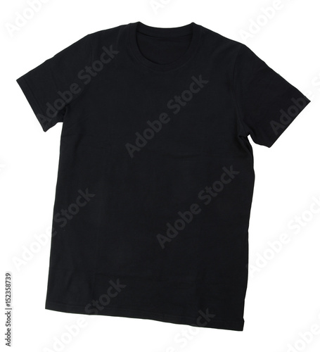 Black T-shirt template isolated on white background with clipping path