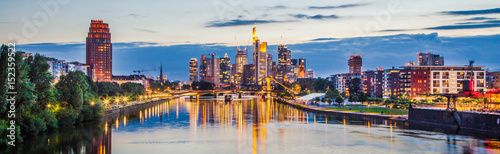 Frankfurt am Main skyline panorama at sunset, Germany