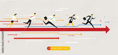 Businessmans runs forward to success.