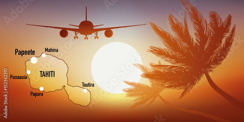 Tahiti - île - tourisme - carte - avion - destination -voyage - Polynésie