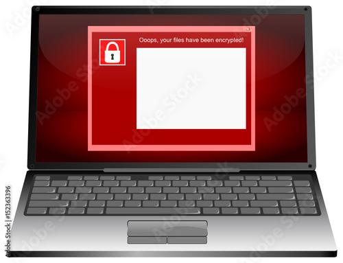 Laptop with malware wannacry Virus - 3D illustration
