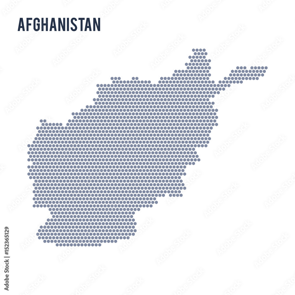 Vector hexagon map of Afghanistan on a white background