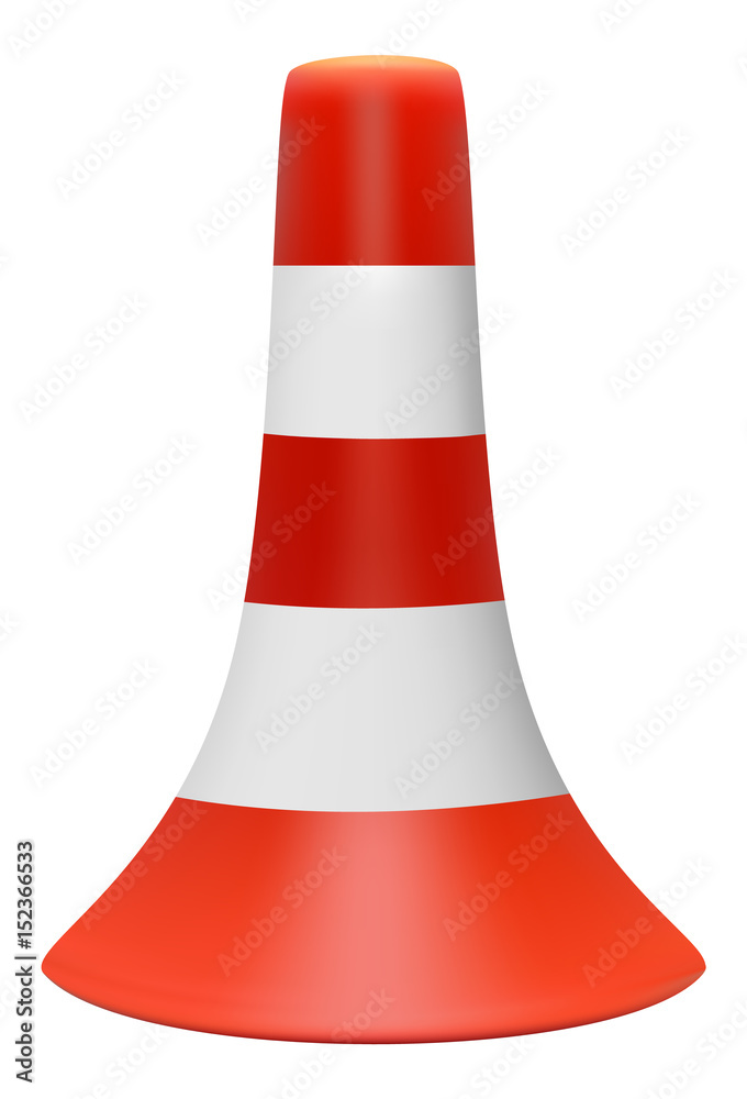 3D illustration of traffic cone with white stripes 3D illustration of traffic cone with white stripes