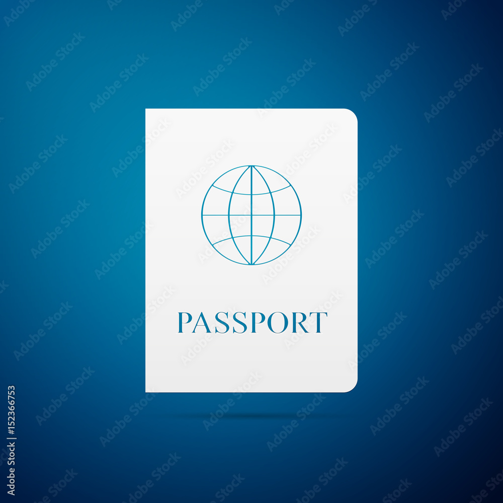 Passport flat icon on blue background. Vector Illustration Passport flat icon on blue background. Vector Illustration