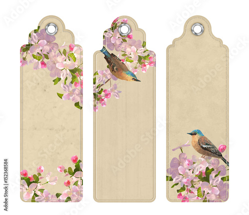 Set of Bookmarks with Flowers