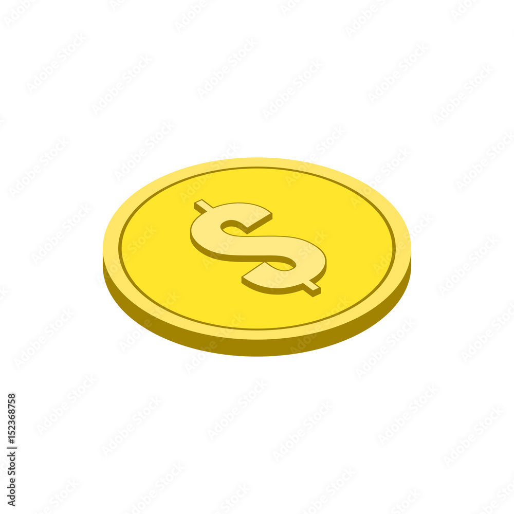 Gold coin symbol. Flat Isometric Icon or Logo. 3D Style Pictogram for Web Design, UI, Mobile App, Infographic. Gold coin symbol. Flat Isometric Icon or Logo. 3D Style Pictogram for Web Design, UI, Mobile App, Infographic.