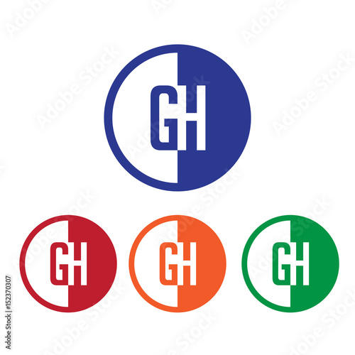 GH initial circle half logo blue,red,orange and green color