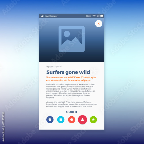 Reporting news UI app design, vector illustration smartphone screen