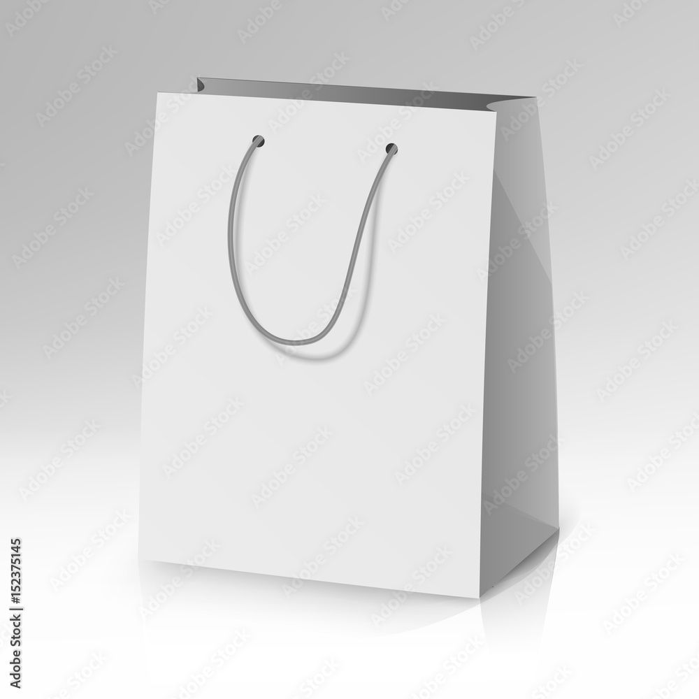 Blank Paper Bag Template Vector. Realistic Shopping Pocket Bag ...