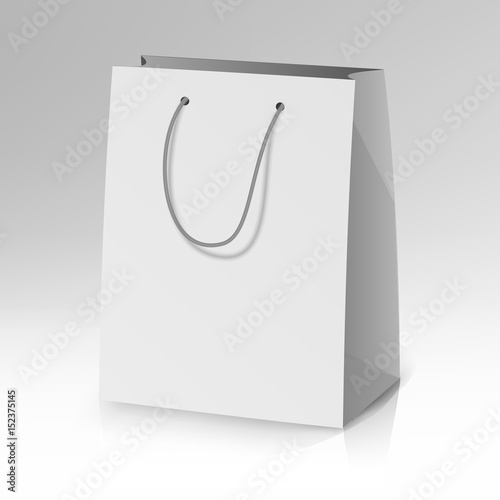 Blank Paper Bag Template Vector. Realistic Shopping Pocket Bag Illustration