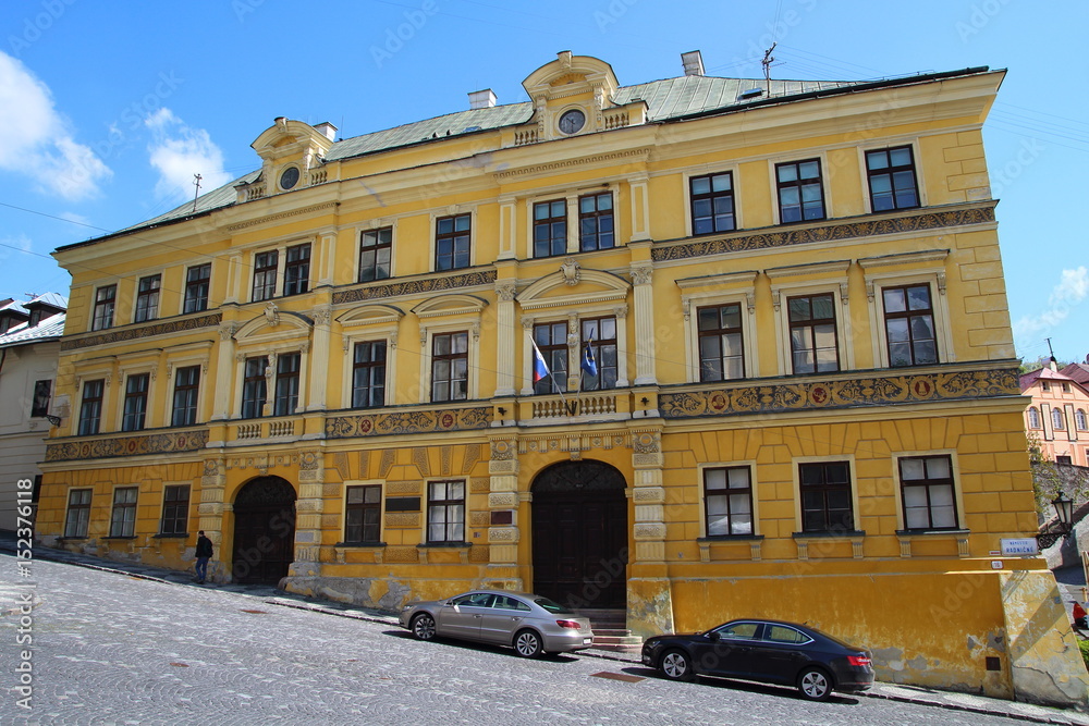 Old building in square in Banska Stiavnica, Slovakia