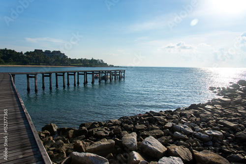 Wooden bridge to the ocean