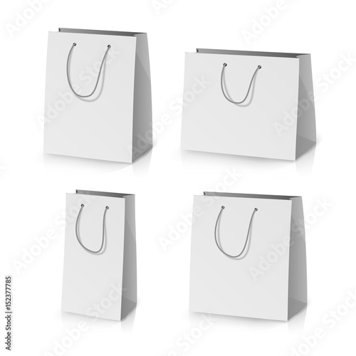 Blank Paper Bag Template Vector. Realistic Gift Bag Illustration