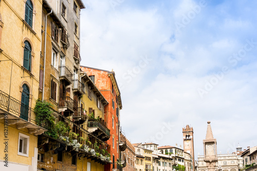 Beautiful street view of  Verona center which is a world heritage site © ilolab