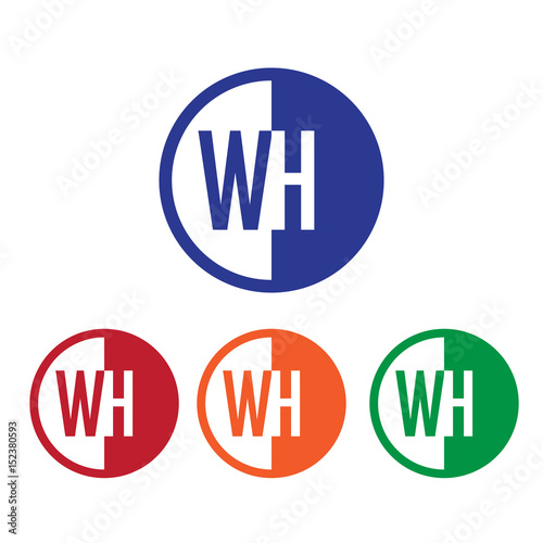 WH initial circle half logo blue,red,orange and green color