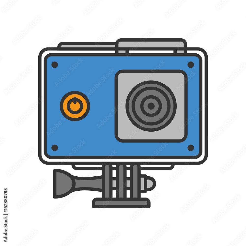 Action camera in protection case color icon Action camera in protection case color icon