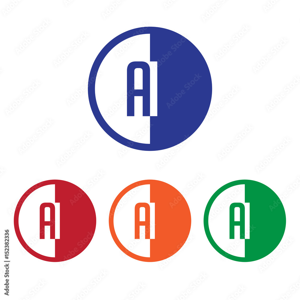 AI initial circle half logo blue,red,orange and green color AI initial circle half logo blue,red,orange and green color