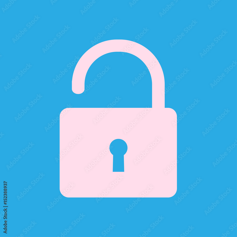 Unlock icon. Flat design style. Access to the user. Unlock icon. Flat design style. Access to the user.