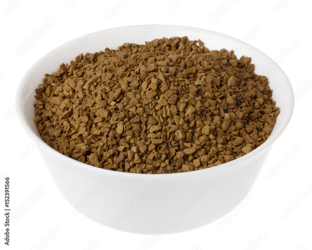 instant coffee in a bowl on white background instant coffee in a bowl on white background