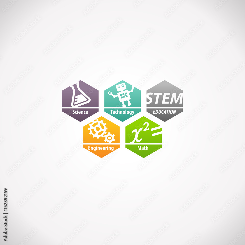 STEM Education Concept Logo. Science Technology Engineering Mathematics. STEM Education Concept Logo. Science Technology Engineering Mathematics.