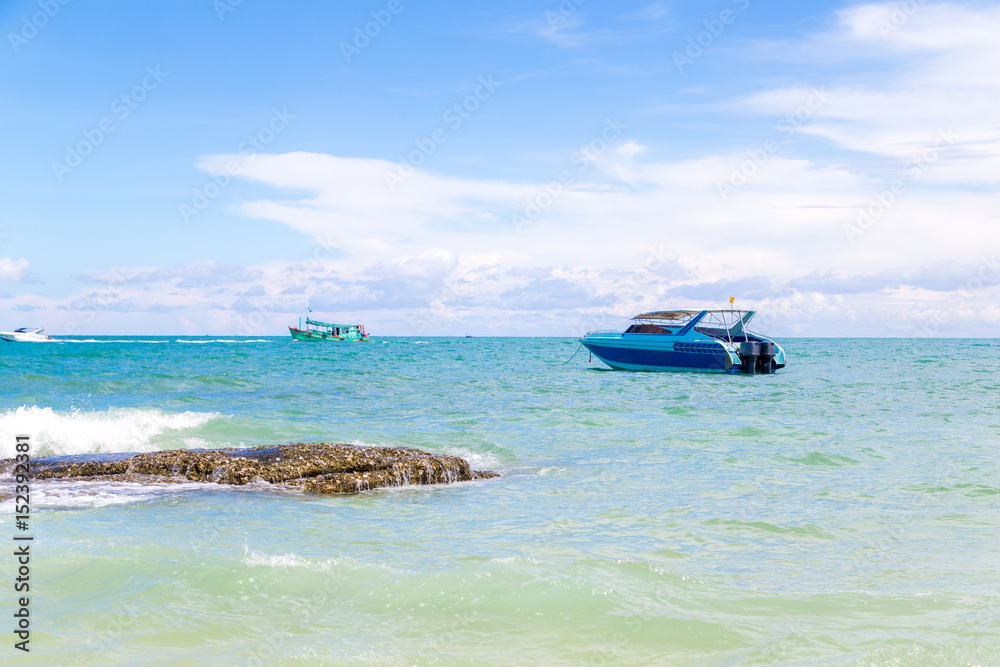 Landscape summer travel sea and beach, Travel vacation, Koh Samet in sea, Rayong, South of Thailand, white sand blue sky emerald green ocean water. space for texture Landscape summer travel sea and beach, Travel vacation, Koh Samet in sea, Rayong, South of Thailand, white sand blue sky emerald green ocean water. space for texture
